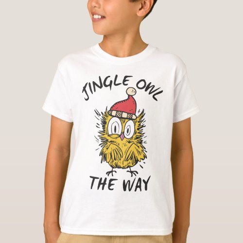 Jingle Owl the way Funny Santa Owl T_Shirt