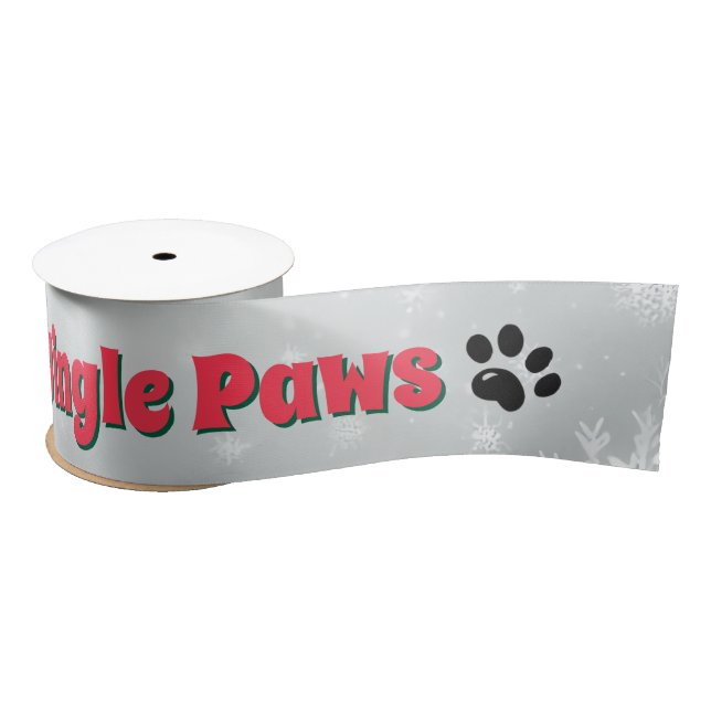 Jingle Paws and Boxer Dog Joy  Satin Ribbon (Spool)