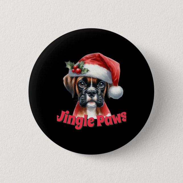 Jingle Paws And Boxer Dog Joy T Shirt  Button (Front)