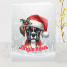 Jingle Paws Boxer Dog Holiday Card