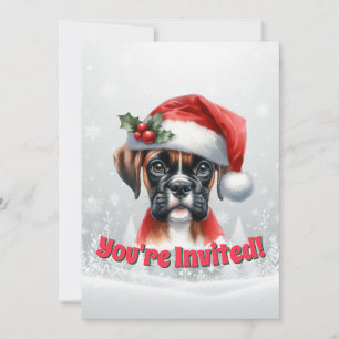 Jingle Paws Boxer Dog Holiday Party Invitation