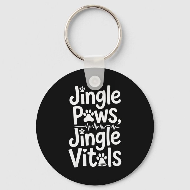 Jingle Paws Jingle Vitals Funny Vet Nurse Xmas  Keychain (Front)