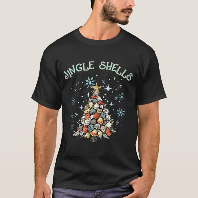 Jingle Shells Christmas Tree Snowflakes Celebratio T-Shirt (Front)