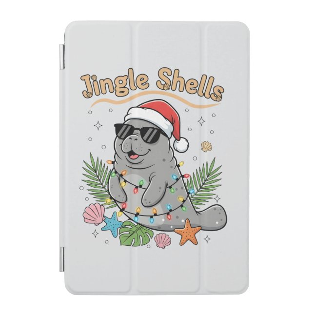 Jingle Shells Tropical Santa Manatee Christmas iPad Mini Cover (Front)