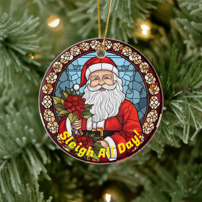 Jingle Sleigh All Day Ornament - Santa Ceramic (Tree)