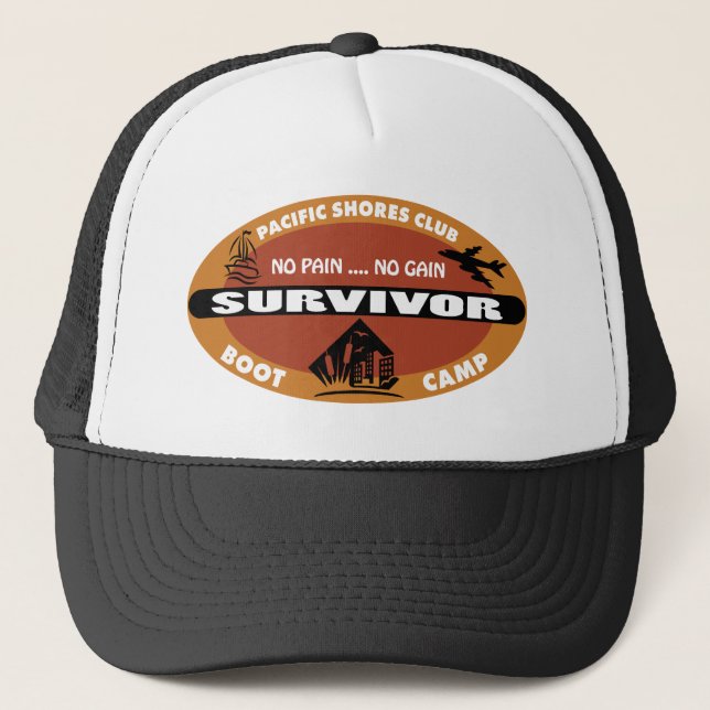 Jin's Bootcamp Survivor Logo Trucker Hat (Front)