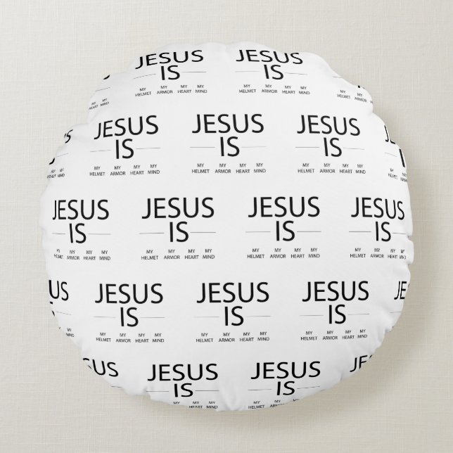 JISMHMAMHMM Pattern {All Black} Round Pillow (Front)