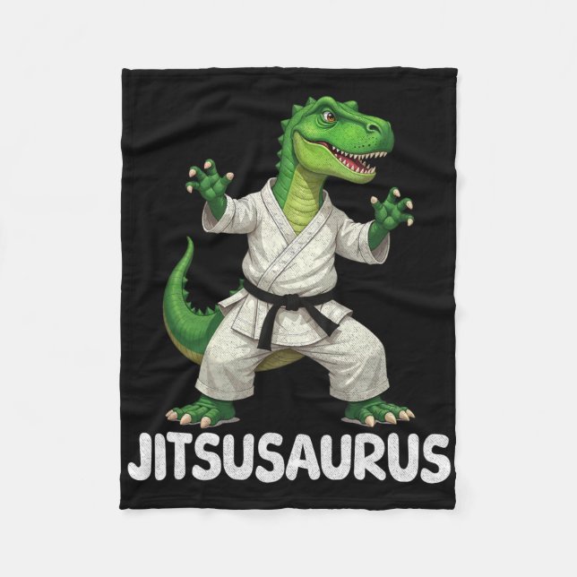 Jitsusaurus Dinosaur Karate Martial Arts Fun Enthu Fleece Blanket (Front)