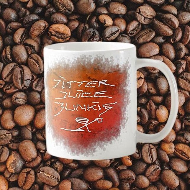 Jitter Juice Junkie - coffee art on white. Mug (Creator Uploaded)