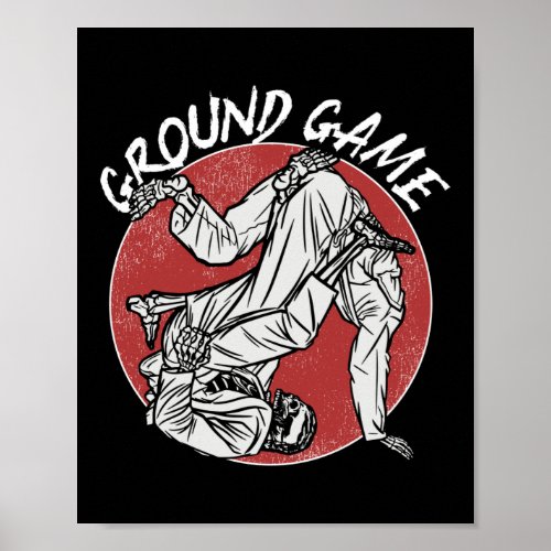 Jiu Jitsu Bjj Ground Game Retro Vintage Poster