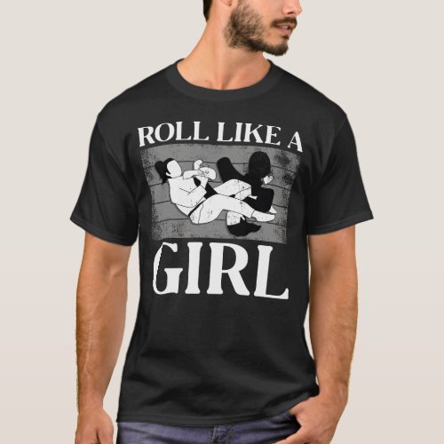Jiu Jitsu Bjj Roll Like A Girl Girl Retro Vintage T_Shirt