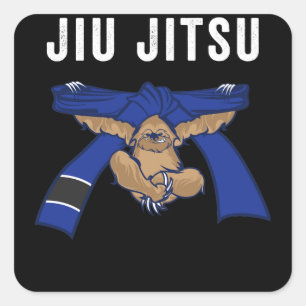 Jiu Jitsu BJJ Sloth Jiu Jitsu Blue Belt with Square Sticker