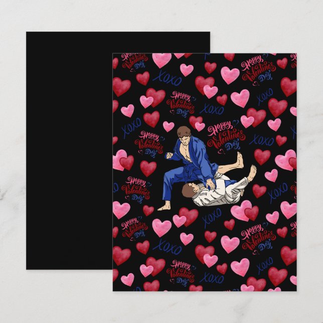 Jiu Jitsu BJJ Valentine’s Day Card in Black (Front/Back)