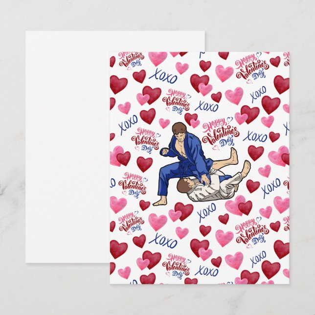 Jiu Jitsu BJJ Valentine’s Day Card in White (Front/Back)