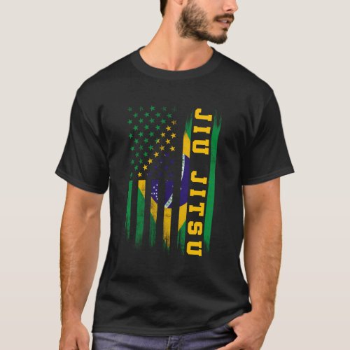 Jiu Jitsu Brazilian Bjj Brazil United States Flag T_Shirt