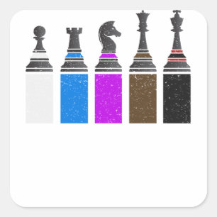 Jiu Jitsu Chess Belts With Base Distressed Square Sticker