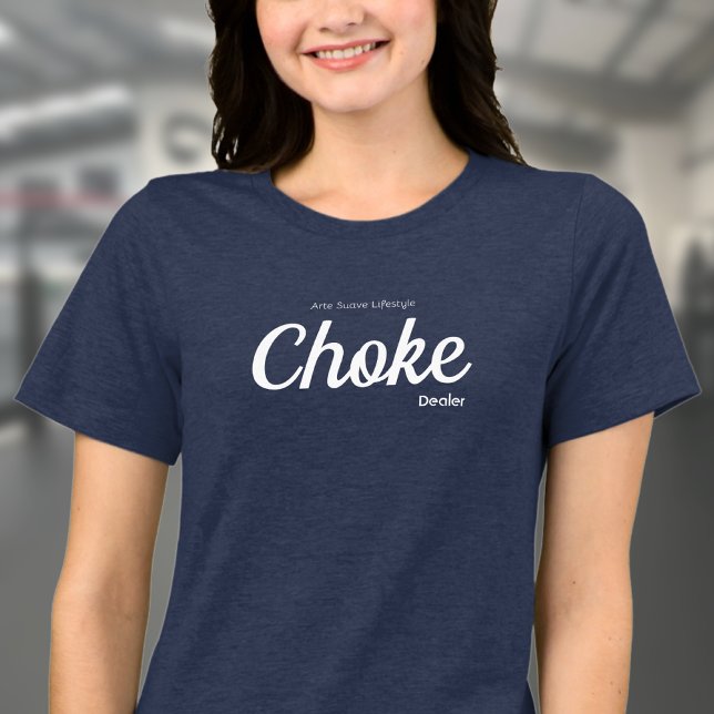 Jiu Jitsu Choke Dealer Arte Suave Woman's Tri-Blend Shirt (Navy blue BJJ tshirt worn be female model in a gym.)
