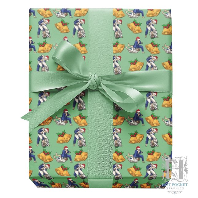 Jiu Jitsu Christmas Gift Wrapping Paper in Green (Creator Uploaded)