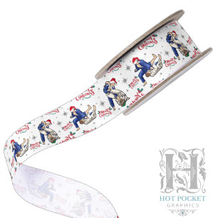 Jiu-Jitsu Christmas Satin Ribbon in White