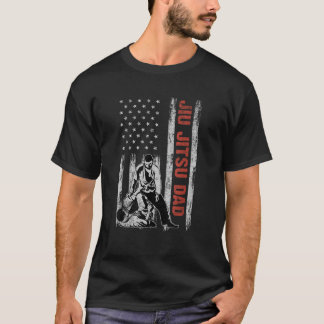 Jiu Jitsu Dad American Flag Father s Day 4th Of Ju T-Shirt