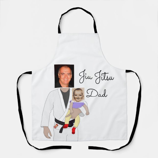 Jiu Jitsu Dad Custom Photos and Handwritten Text Apron (Front)
