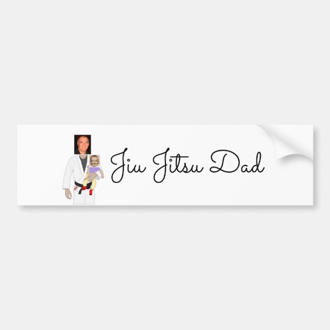 Jiu Jitsu Dad Custom Photos and Handwritten Text Bumper Sticker (Front)