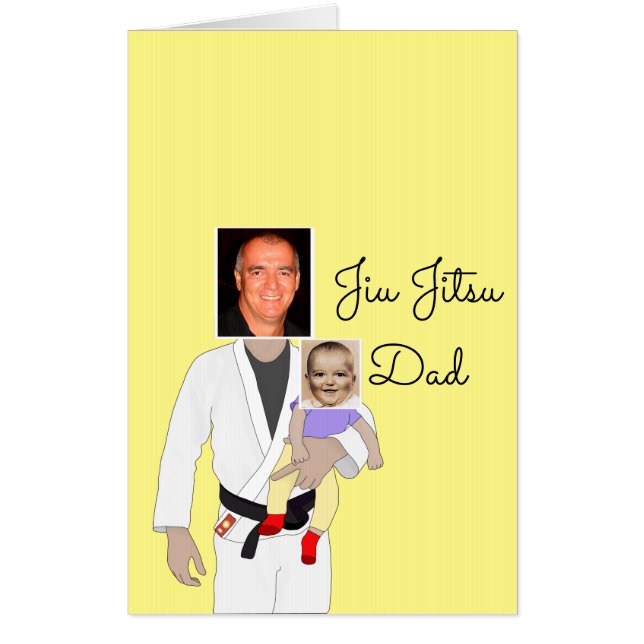 Jiu Jitsu Dad Custom Photos and Handwritten Text Card (Front)