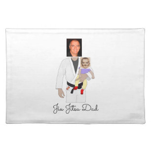 Jiu Jitsu Dad Custom Photos and Handwritten Text Cloth Placemat