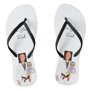 Jiu Jitsu Dad Custom Photos and Handwritten Text Flip Flops