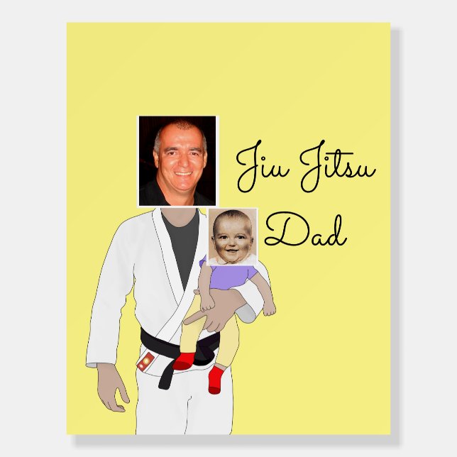 Jiu Jitsu Dad Custom Photos and Handwritten Text Foam Board (Front)