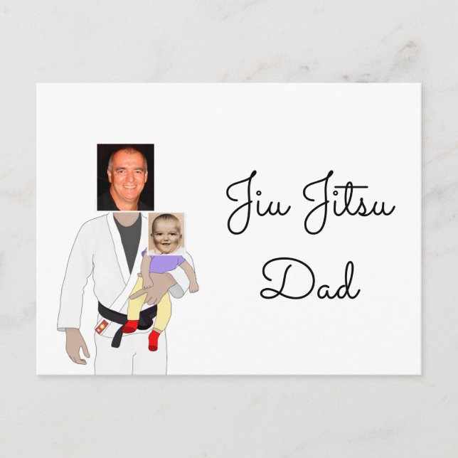 Jiu Jitsu Dad Custom Photos and Handwritten Text I Postcard (Front)
