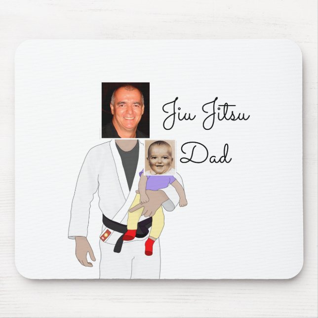 Jiu Jitsu Dad Custom Photos and Handwritten Text Mouse Pad (Front)