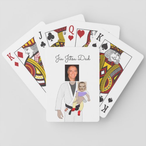 Jiu Jitsu Dad Custom Photos and Handwritten Text Poker Cards