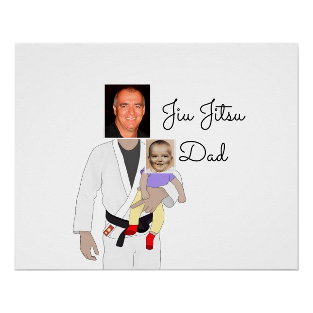 Jiu Jitsu Dad Custom Photos and Handwritten Text Poster (Front)