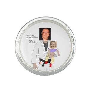 Jiu Jitsu Dad Custom Photos and Handwritten Text Ring