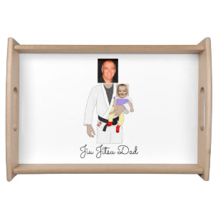 Jiu Jitsu Dad Custom Photos and Handwritten Text Serving Tray
