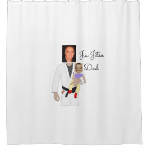 Jiu Jitsu Dad Custom Photos and Handwritten Text Shower Curtain