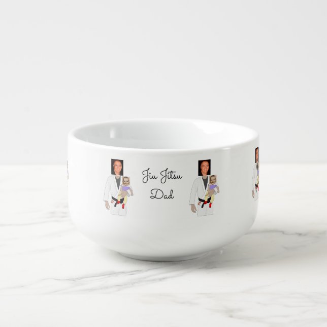 Jiu Jitsu Dad Custom Photos and Handwritten Text Soup Mug (Front)