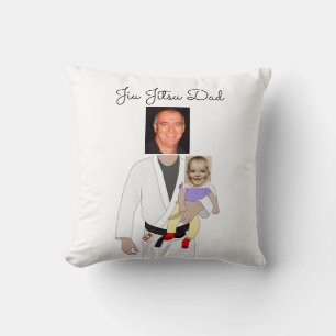 Jiu Jitsu Dad Custom Photos and Handwritten Text Throw Pillow