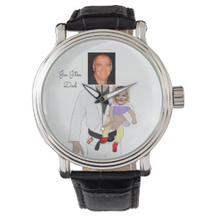 Jiu Jitsu Dad Custom Photos and Handwritten Text Watch