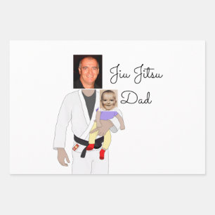 Jiu Jitsu Dad Custom Photos and Handwritten Text Wrapping Paper Sheets