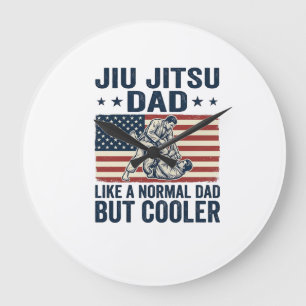 Jiu Jitsu Dad Vintage Flag Shirt Design_1 Large Clock