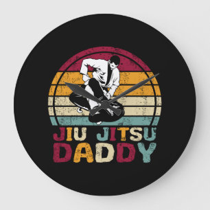 Jiu Jitsu Daddy Dad Martial Arts Retro Large Clock