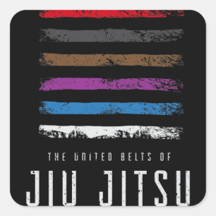 Jiu Jitsu Design United Belts of Jiu Jitsu with Square Sticker