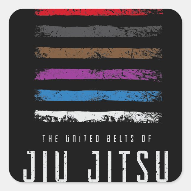 Jiu Jitsu Design United Belts of Jiu Jitsu with Square Sticker (Front)