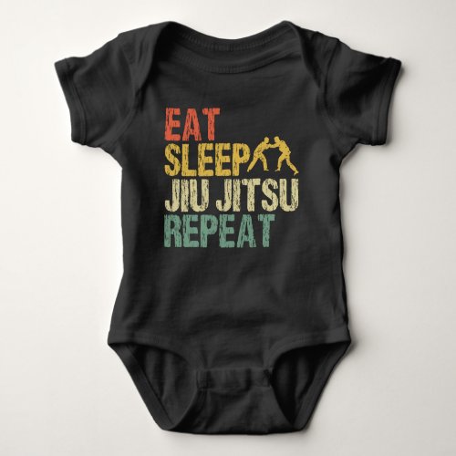 Jiu Jitsu Fight Martial Arts Eat Sleep Retro gift Baby Bodysuit