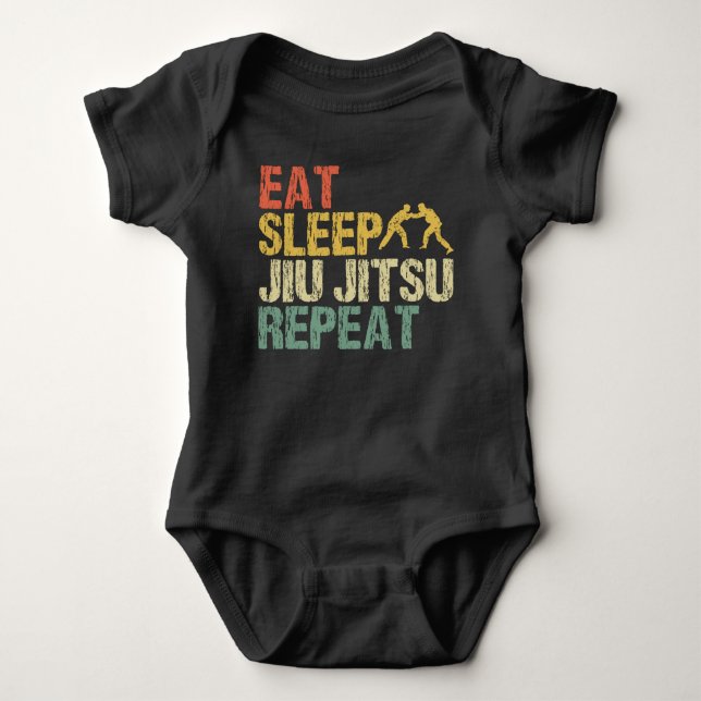 Jiu Jitsu Fight Martial Arts Eat Sleep Retro gift Baby Bodysuit (Front)