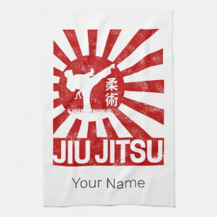Jiu Jitsu Fighter Japanese Vintage Martial Arts Kitchen Towel
