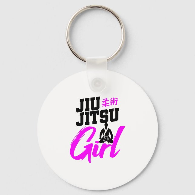 Jiu Jitsu Girl Brazilian Martial Arts Women Gift Keychain (Front)