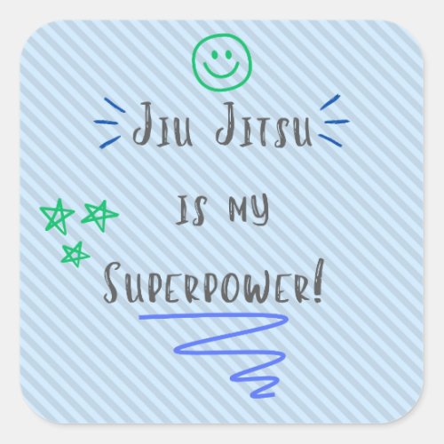 Jiu Jitsu is My Superpower blue sticker design 